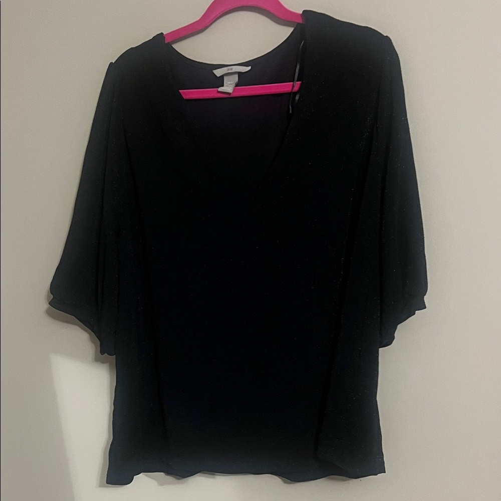 Black V-Neck Women's Blouse